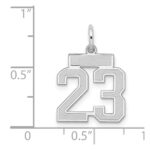 Sterling Silver/Rhodium-plated Satin Number 23 Charm - Image 3