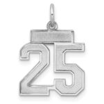 Sterling Silver/Rhodium-plated Satin Number 25 Charm