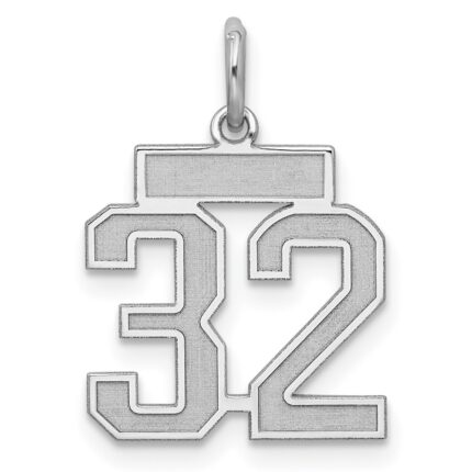 Sterling Silver/Rhodium-plated Satin Number 32 Charm