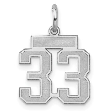 Sterling Silver/Rhodium-plated Satin Number 33 Charm