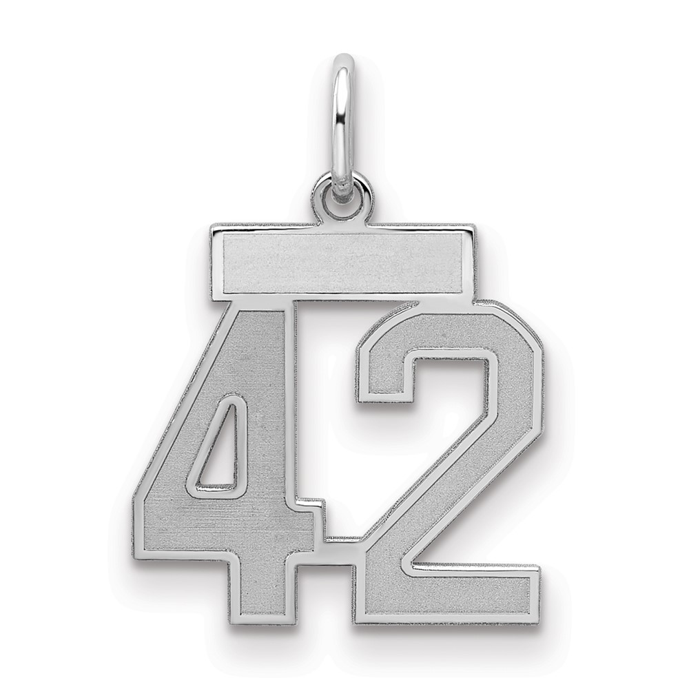 QPS42.jpg Sterling Silver/Rhodium-plated Satin Number 42 Charm - Image 1