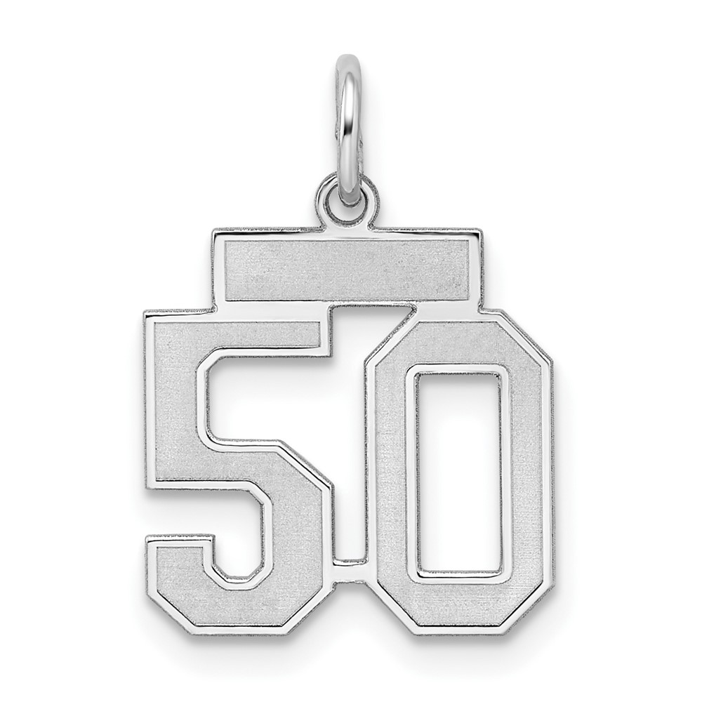 QPS50.jpg Sterling Silver/Rhodium-plated Satin Number 50 Charm - Image 1
