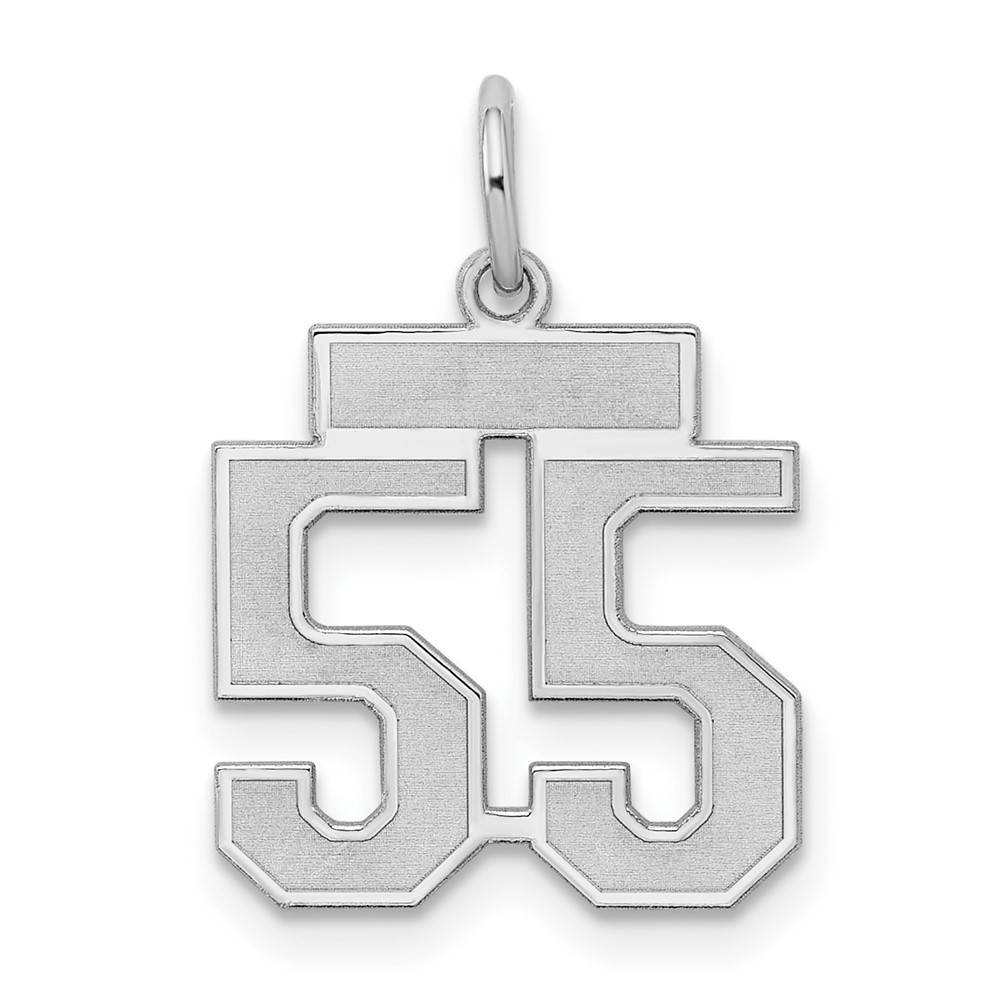 QPS55.jpg Sterling Silver/Rhodium-plated Satin Number 55 Charm - Image 1