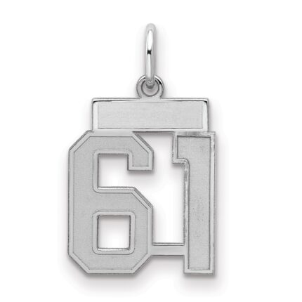 Sterling Silver/Rhodium-plated Satin Number 61 Charm