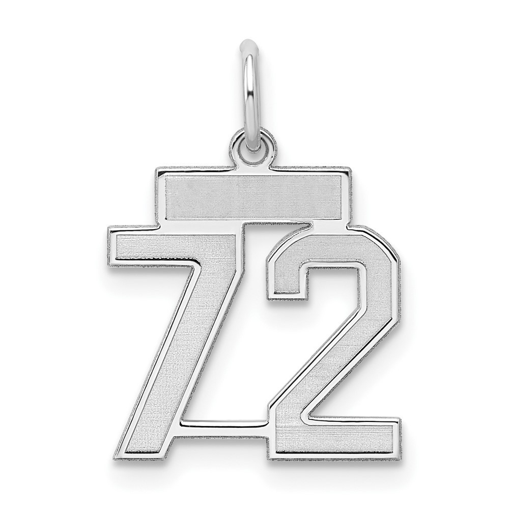 QPS72.jpg Sterling Silver/Rhodium-plated Satin Number 72 Charm - Image 1