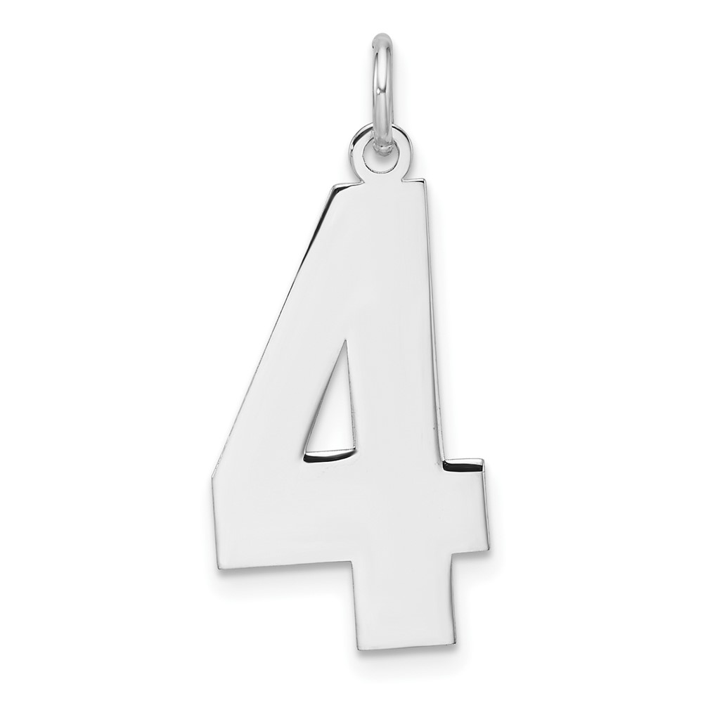 QPXL04.jpg Sterling Silver/Rhodium-plated Polished Number 4 Charm - Image 1