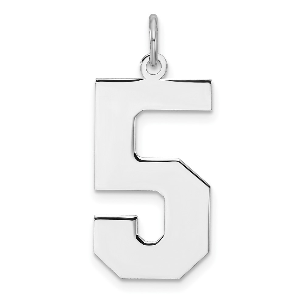 QPXL05.jpg Sterling Silver/Rhodium-plated Polished Number 5 Charm - Image 1