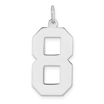 Sterling Silver/Rhodium-plated Polished Number 8 Charm