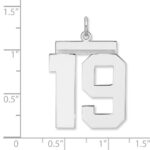 Sterling Silver/Rhodium-plated Polished Number 19 Charm - Image 2