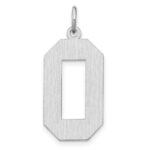 Sterling Silver/Rhodium-plated Satin Number 0 Charm - Image 3