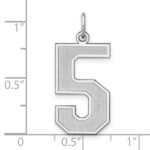 Sterling Silver/Rhodium-plated Satin Number 5 Charm - Image 4