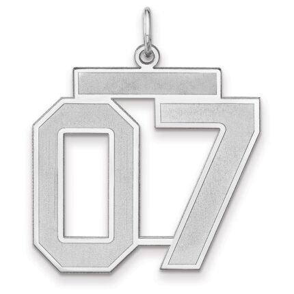 Sterling Silver/Rhodium-plated Satin Number 07 Charm
