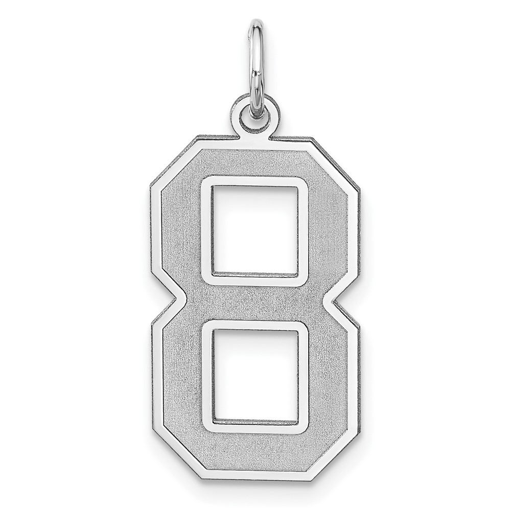 QPXP08.jpg Sterling Silver/Rhodium-plated Satin Number 8 Charm - Image 1