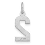 Sterling Silver Rhodium-plated Diamond-cut #2 Charm - Image 4