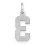 Sterling Silver Rhodium-plated Diamond-cut #3 Charm - Image 4