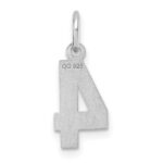 Sterling Silver Rhodium-plated Diamond-cut #4 Charm - Image 4