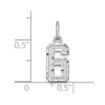 Sterling Silver Rhodium-plated Diamond-cut #6 Charm - Image 3