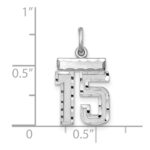 Sterling Silver Rhodium-plated Diamond-cut #15 Charm - Image 3