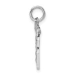 Sterling Silver Rhodium-plated Diamond-cut #16 Charm - Image 2