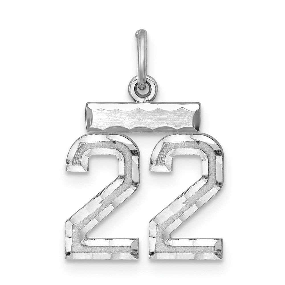 QSN22.jpg Sterling Silver Rhodium-plated Diamond-cut #22 Charm - Image 1