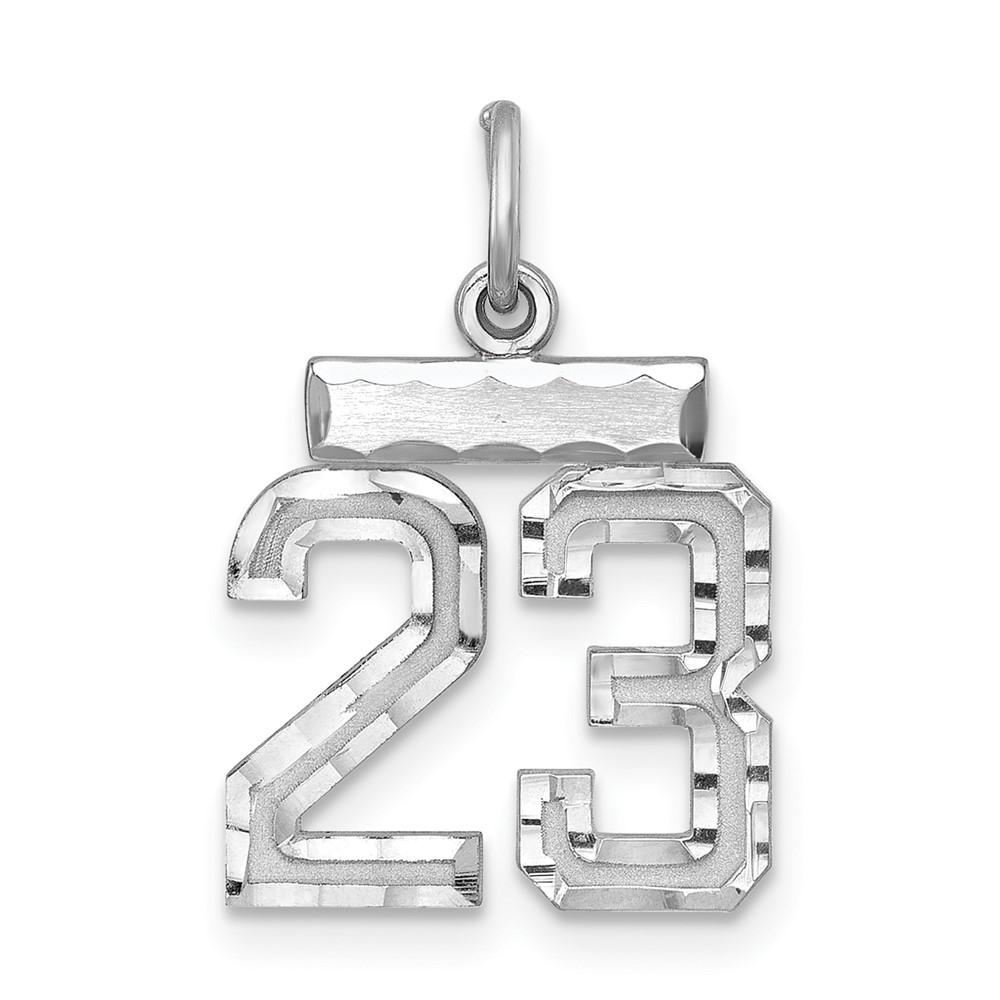 QSN23.jpg Sterling Silver Rhodium-plated Diamond-cut #23 Charm - Image 1