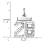 Sterling Silver Rhodium-plated Diamond-cut #28 Charm - Image 3