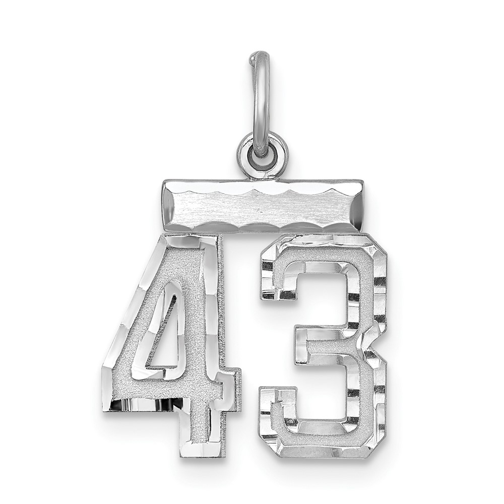 QSN43.jpg Sterling Silver Rhodium-plated Diamond-cut #43 Charm - Image 1