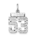 Sterling Silver Rhodium-plated Diamond-cut #53 Charm