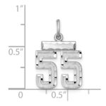 Sterling Silver Rhodium-plated Diamond-cut #55 Charm - Image 3