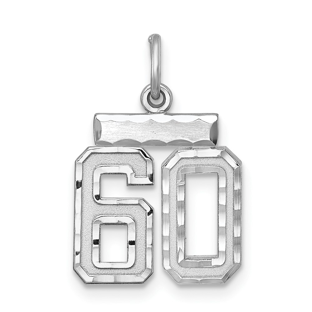 QSN60.jpg Sterling Silver Rhodium-plated Diamond-cut #60 Charm - Image 1