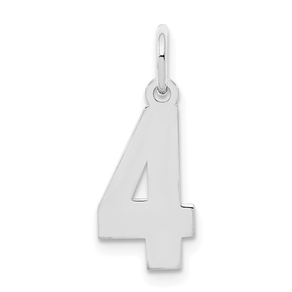 QSS04.jpg Sterling Silver/Rhodium-plated Polished Number 4 Charm - Image 1