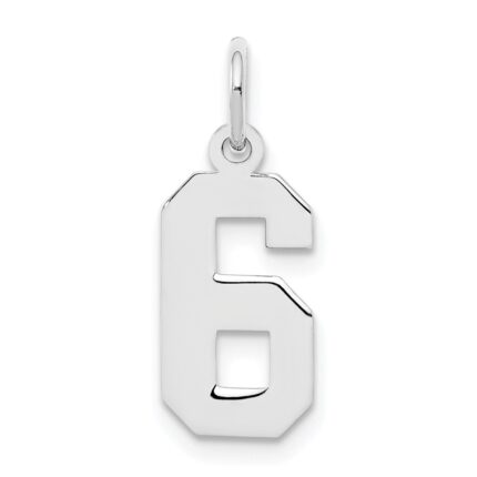 Sterling Silver/Rhodium-plated Polished Number 6 Charm