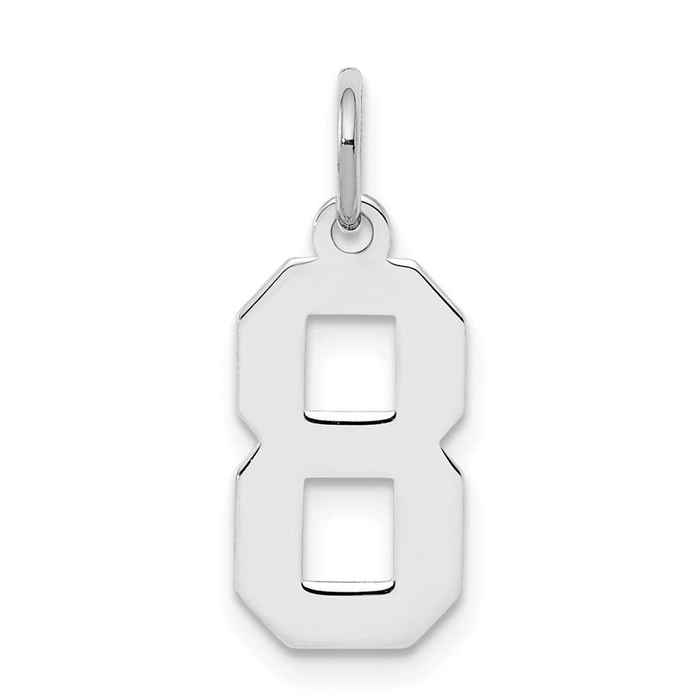 QSS08.jpg Sterling Silver/Rhodium-plated Polished Number 8 Charm - Image 1