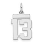 Sterling Silver/Rhodium-plated Polished Number 13 Charm