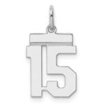 Sterling Silver/Rhodium-plated Polished Number 15 Charm
