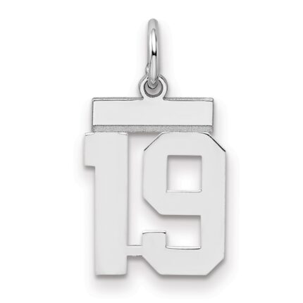 Sterling Silver/Rhodium-plated Polished Number 19 Charm