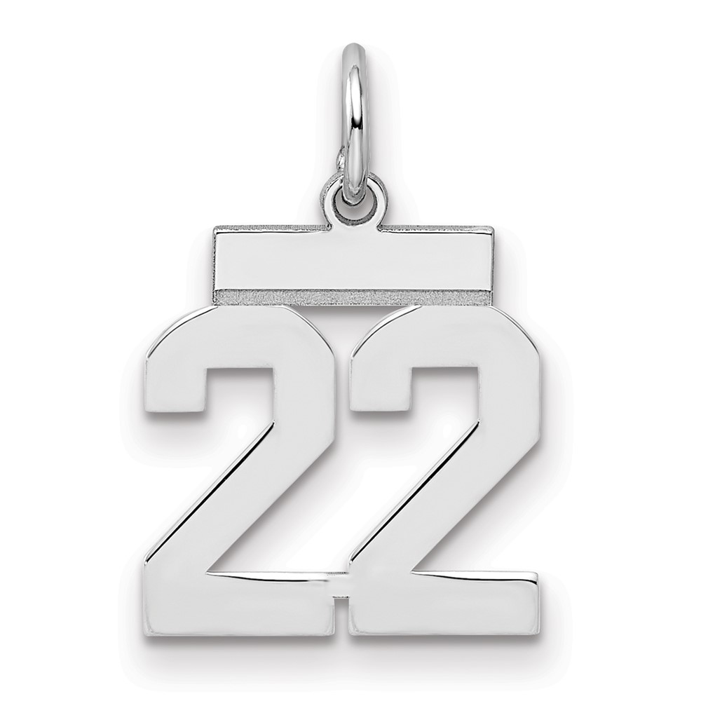QSS22.jpg Sterling Silver/Rhodium-plated Polished Number 22 Charm - Image 1