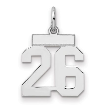 Sterling Silver/Rhodium-plated Polished Number 26 Charm