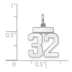 Sterling Silver/Rhodium-plated Polished Number 32 Charm - Image 3