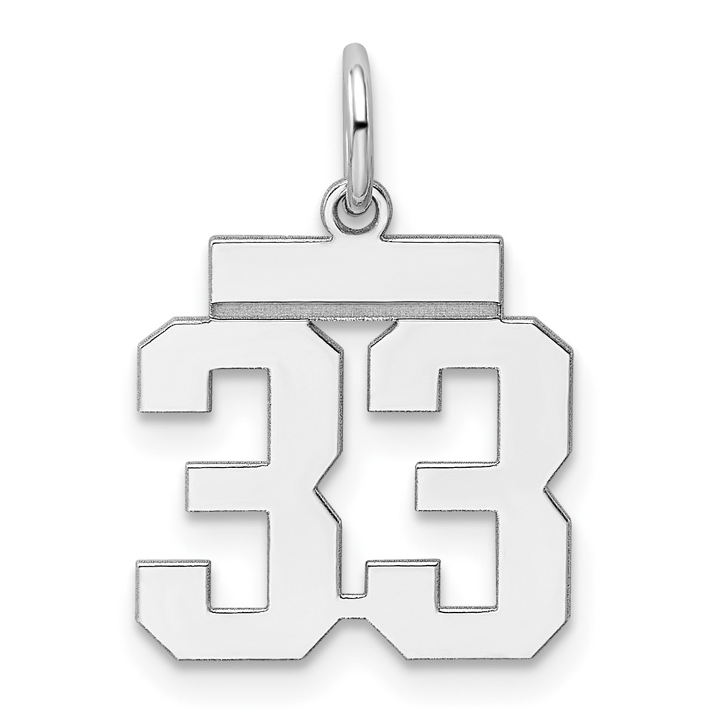 QSS33.jpg Sterling Silver/Rhodium-plated Polished Number 33 Charm - Image 1