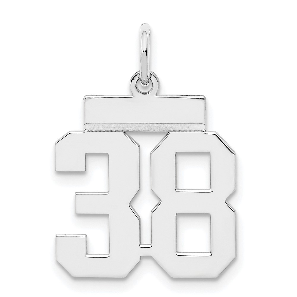 QSS38.jpg Sterling Silver/Rhodium-plated Polished Number 38 Charm - Image 1