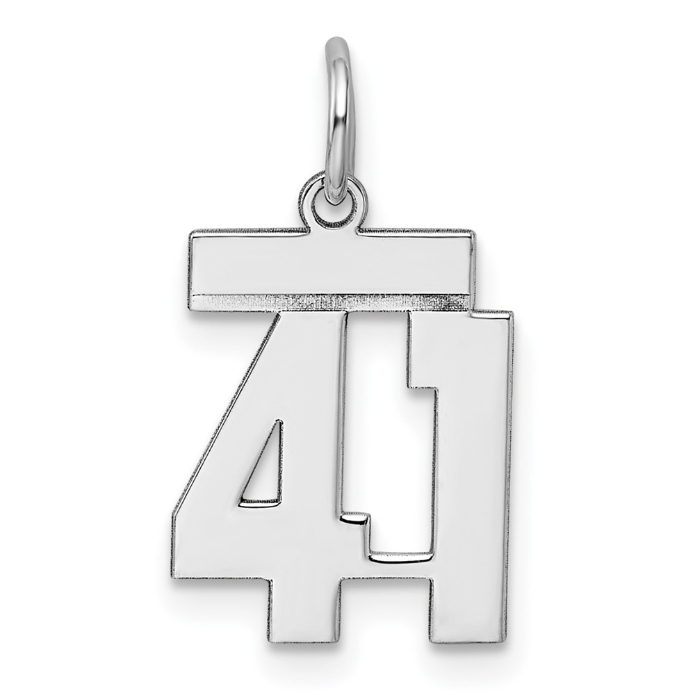 QSS41.jpg Sterling Silver/Rhodium-plated Polished Number 41 Charm - Image 1