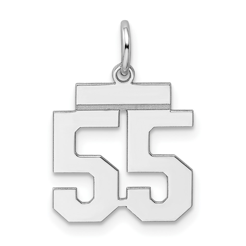 QSS55.jpg Sterling Silver/Rhodium-plated Polished Number 55 Charm - Image 1