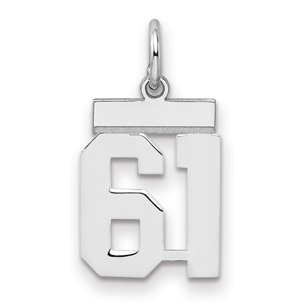 QSS61.jpg Sterling Silver/Rhodium-plated Polished Number 61 Charm - Image 1