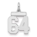 Sterling Silver/Rhodium-plated Polished Number 64 Charm