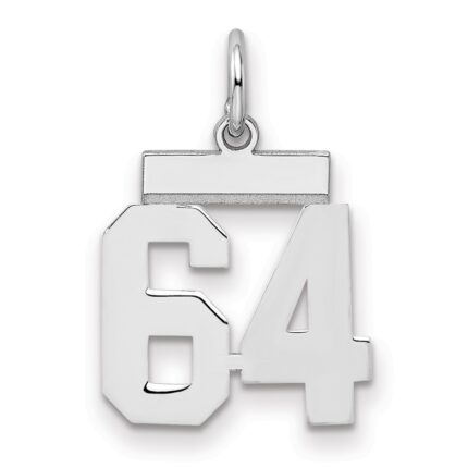 Sterling Silver/Rhodium-plated Polished Number 64 Charm