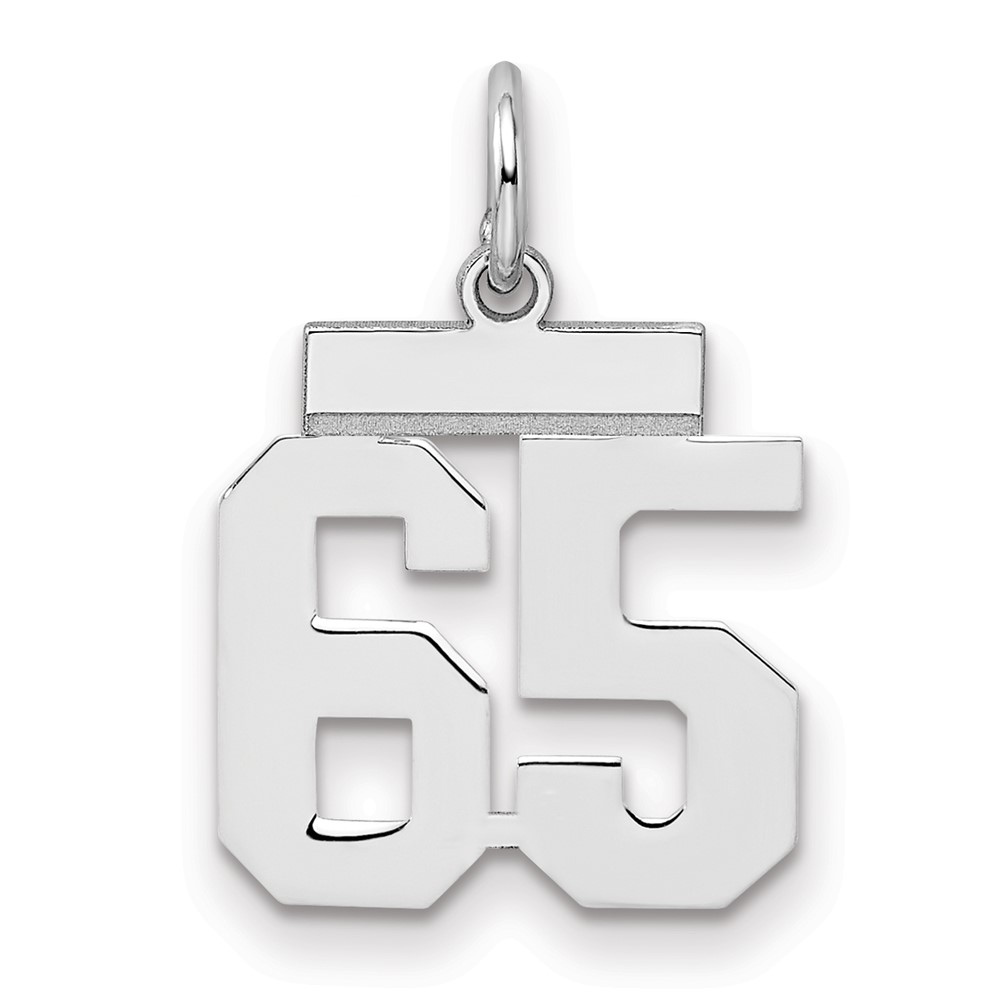 QSS65.jpg Sterling Silver/Rhodium-plated Polished Number 65 Charm - Image 1