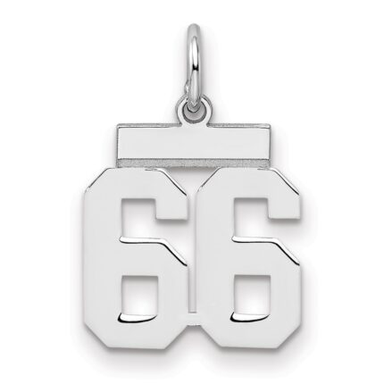 Sterling Silver/Rhodium-plated Polished Number 66 Charm