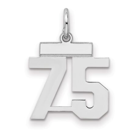 Sterling Silver/Rhodium-plated Polished Number 75 Charm