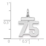 Sterling Silver/Rhodium-plated Polished Number 75 Charm - Image 2